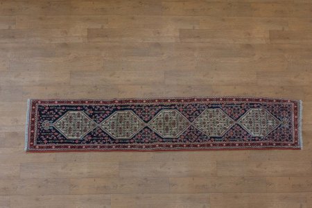 Hand-Knotted Senneh Runner From Iran (Persian)