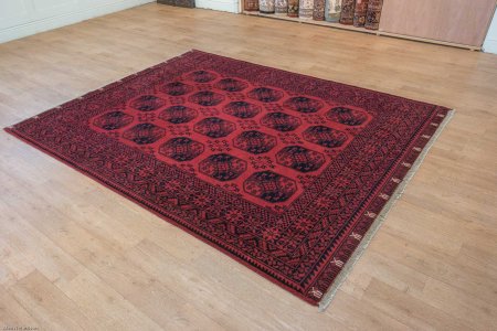 Hand-Knotted Agra Afghan Rug From India