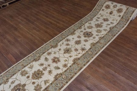 Hand-Knotted Agra Ziegler Runner From India
