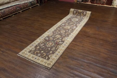 Hand-Knotted Agra Ziegler Runner From India