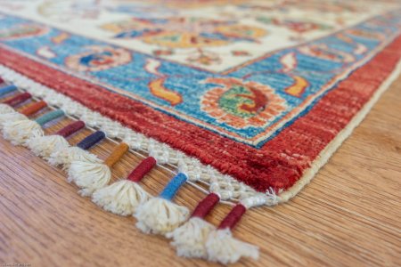 Hand-Knotted Fine Sozani Rug From Afghanistan