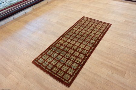Hand-Knotted Modern Afghan Runner From Afghanistan
