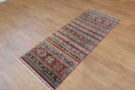 Hand-Knotted Kashgari Runner From Afghanistan