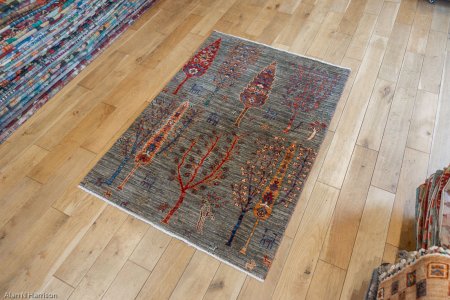 Hand-Knotted Khorjin Rug From Afghanistan