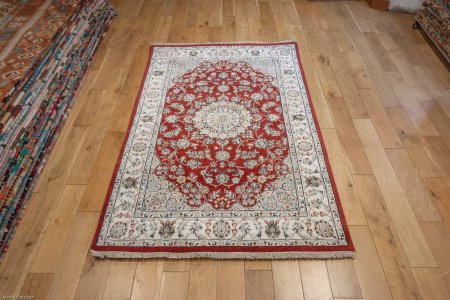 Hand-Knotted Nain Indian Rug From India