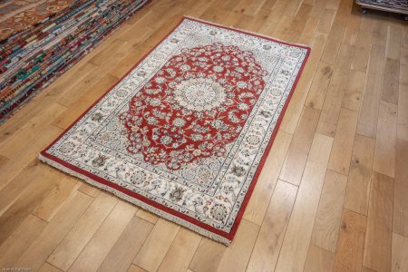 Hand-Knotted Nain Indian Rug From India