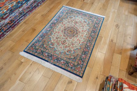 Hand-Knotted Qum Rug From Iran (Persian)