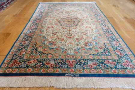 Hand-Knotted Qum Rug From Iran (Persian)