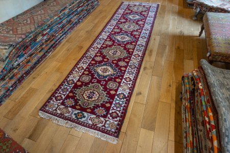 Hand-Knotted Indo Kazak Runner From India
