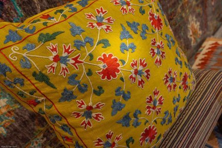 Embroidered Sozani Silk Embroidered Cushion From Turkey