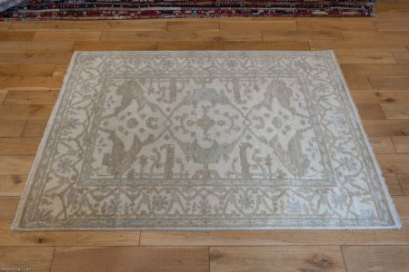 Hand-Knotted Oushak Rug From India