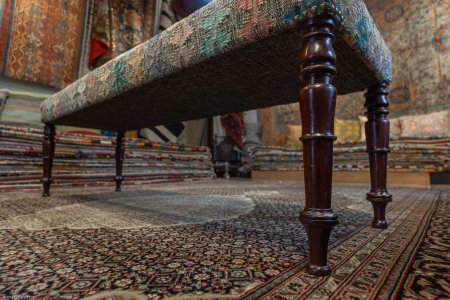 Hand-Made Mazar Stool Kilim Footstool From Afghanistan