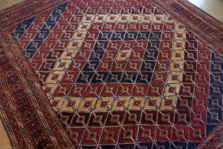 Hand-Knotted Fine Mushwani Rug From Afghanistan