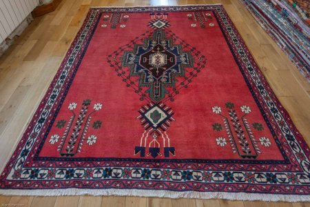 Hand-Knotted Sirjand Rug From Iran (Persian)