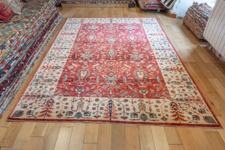 Hand-Knotted Kandahari Rug From Afghanistan