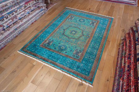 Hand-Knotted Fine Mamluk Rug From Afghanistan