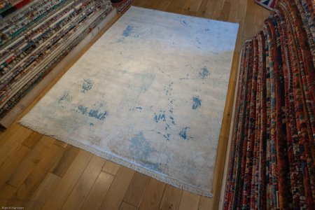 Hand-Knotted Tibetan Jewel Rug From India