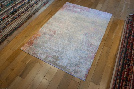 Hand-Knotted Tibetan Jewel Rug From India