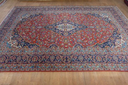 Hand-Knotted Kashan Rug From Iran (Persian)