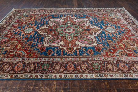 Hand-Knotted Afghan Heriz Rug From Afghanistan