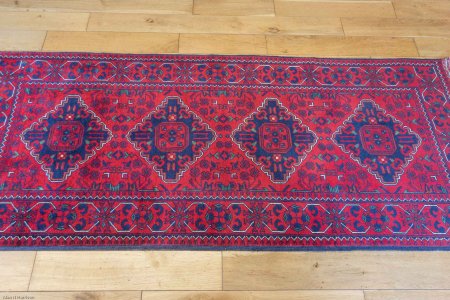 Hand-Knotted Kundoz Runner From Afghanistan