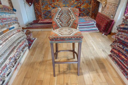 Hand-Made Anatolian Kilim Stool From Turkey