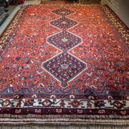 Hand-Knotted Shiraz Rug From Iran (Persian)