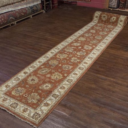 Hand-Knotted Agra Ziegler Runner From India