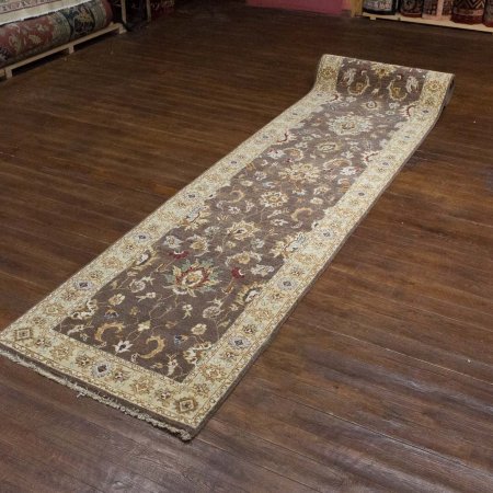 Hand-Knotted Agra Ziegler Runner From India