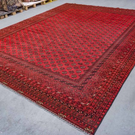 Hand-Knotted Aqcha Rug From Afghanistan