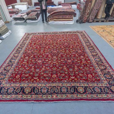 Hand-Knotted Mashad Rug From Iran (Persian)