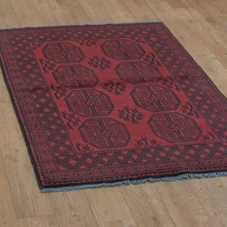 Hand-Knotted Aqcha Rug From Afghanistan