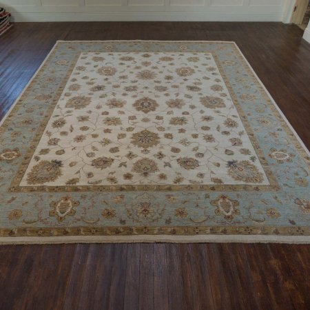 Hand-Knotted Agra Ziegler Rug From India