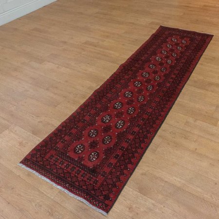 Hand-Knotted Aqcha Runner From Afghanistan