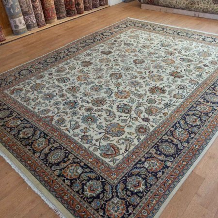 Hand-Knotted Mashad Rug From Iran (Persian)