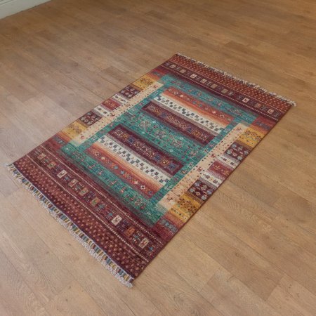 Hand-Knotted Kashgari Rug From Afghanistan
