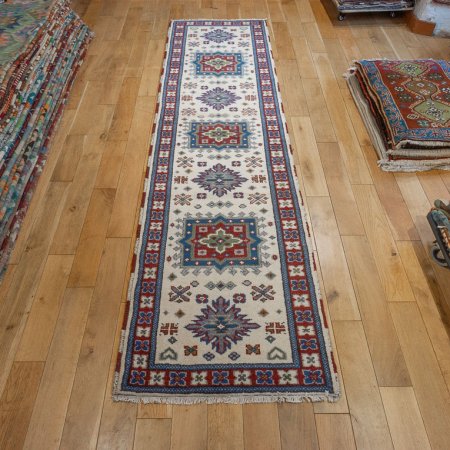 Hand-Knotted Indo Kazak Runner From India