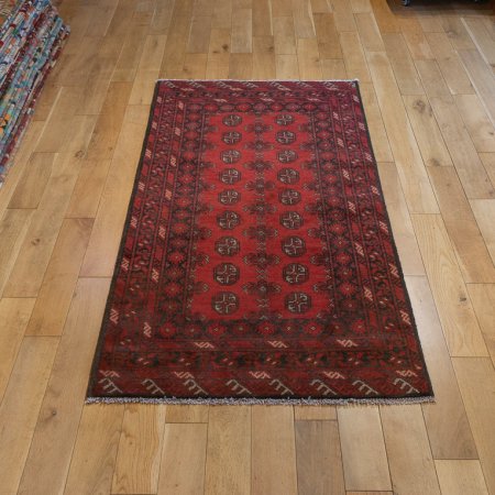 Hand-Knotted Aqcha Rug From Afghanistan