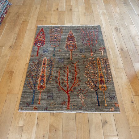 Hand-Knotted Khorjin Rug From Afghanistan