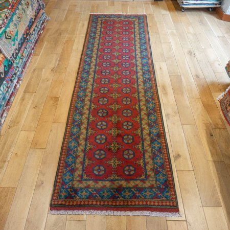 Hand-Knotted Aqcha Runner From Afghanistan