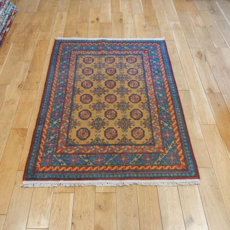 Hand-Knotted Aqcha Rug From Afghanistan