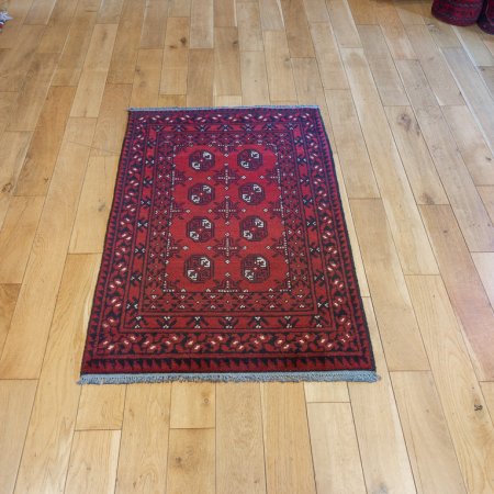 Hand-Knotted Aqcha Rug From Afghanistan