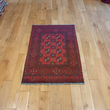 Hand-Knotted Aqcha Rug From Afghanistan