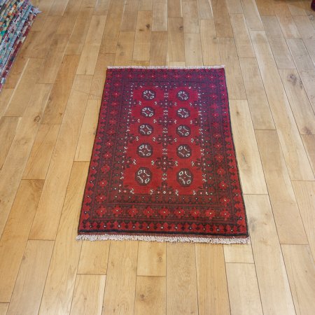 Hand-Knotted Aqcha Rug From Afghanistan