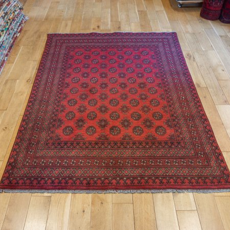 Hand-Knotted Aqcha Rug From Afghanistan