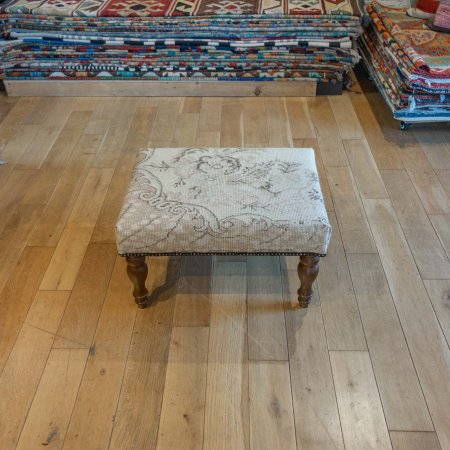 Hand-Made Anatolian Kilim Footstool From Turkey