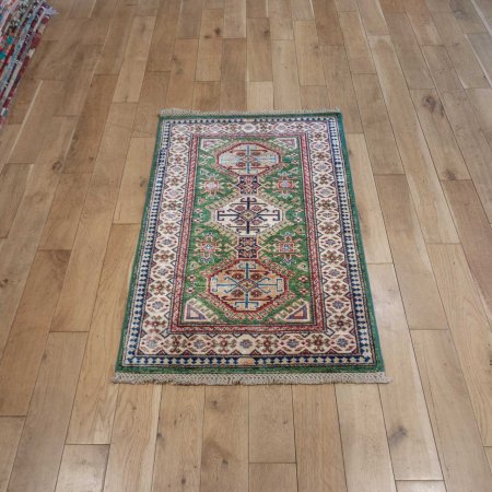 Hand-Knotted Kazak Rug From Afghanistan