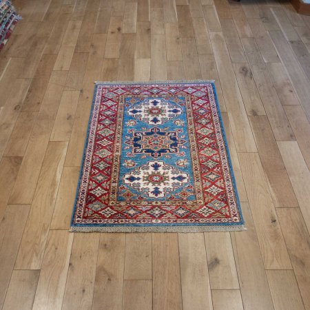 Hand-Knotted Kazak Rug From Afghanistan