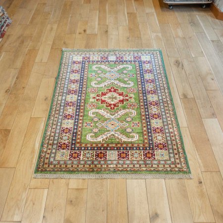 Hand-Knotted Kazak Rug From Afghanistan