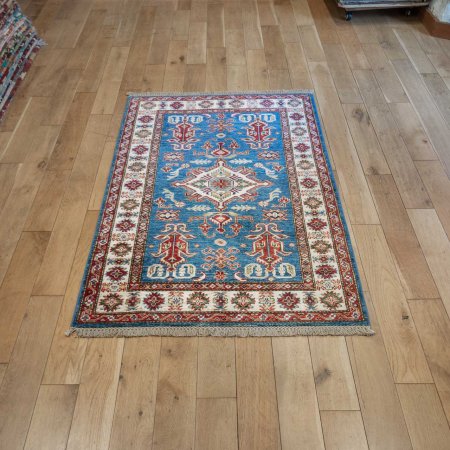 Hand-Knotted Kazak Rug From Afghanistan